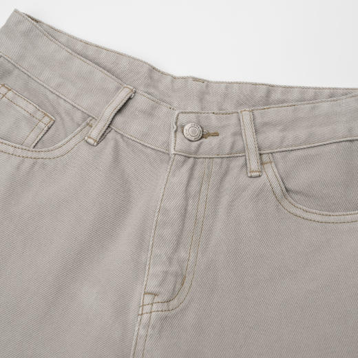 ROMI STUDIO“法式复古”100%棉拼接撞色高腰直筒牛仔裤23AWK258 商品图2