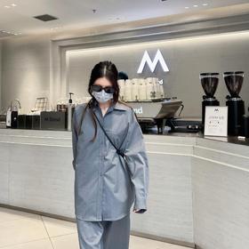 ROMI STUDIO复古百搭 轮廓感宽松高级灰衬衫西裤套装T3031