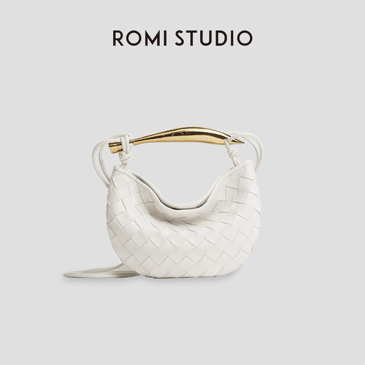 ROMI STUDIO经典百搭纯手工编织沙丁鱼手柄手拎斜跨包包23AWB010 商品图1