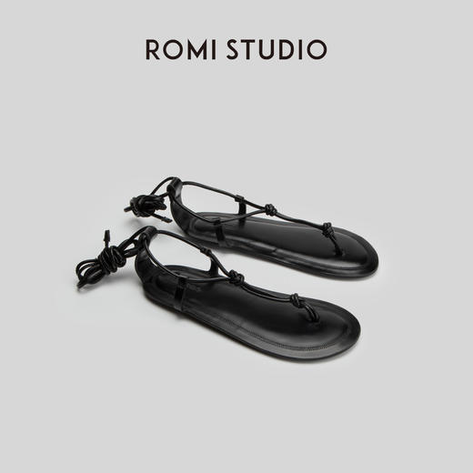 ROMI STUDIO“清凉夏日”漏趾平底沙滩度假绑带夹脚凉鞋S3686 商品图0