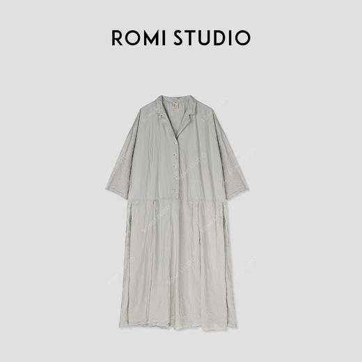 ROMI STUDIO“法式精致”100%匹马棉雾面纸皱衬衣连衣裙 24SSD1111 商品图0