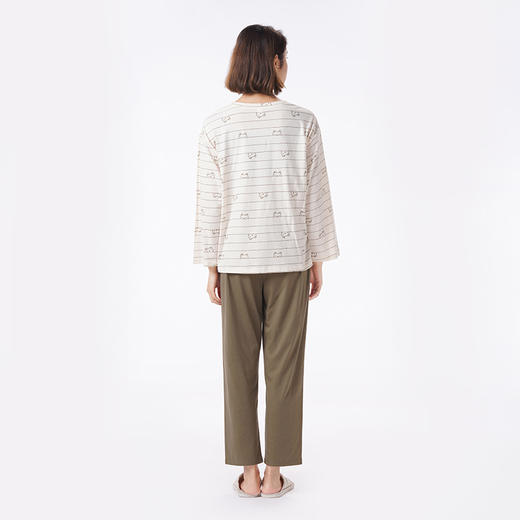 都市丽人睡衣亲情蜜语长袖家居服26支CVC单面薄女士棉质套装LHT0C3 商品图3