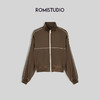 ROMI STUDIO“内外兼备”重磅醋酸撞色立领茶咖色夹克外套23AWT075 商品缩略图0