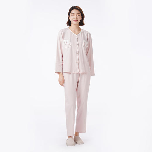 都市丽人睡衣好睡好眠长袖家居服针织提花薄女士棉质套装LHT1N6 商品图1