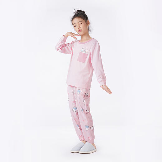 都市丽人眯雅佳睡衣超值精选长袖26支纯棉单面薄童装棉质长袖套装JHT2C8 商品图5