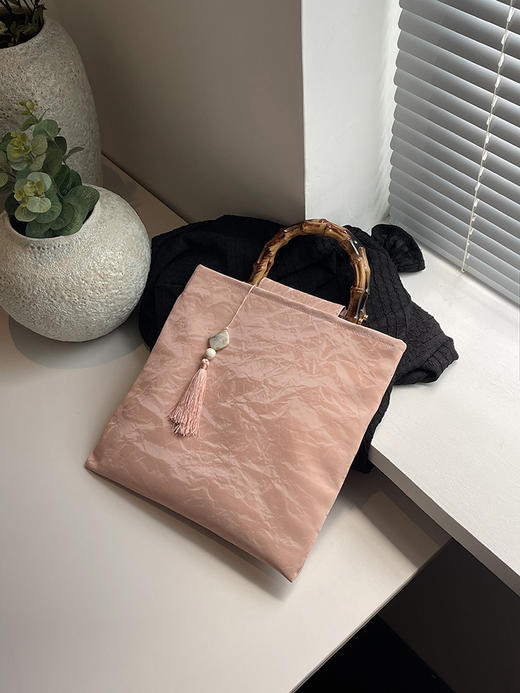 【新中式大容量竹节手提包】国风串珠刺绣波纹国风汉服南风淡雅方包 商品图4