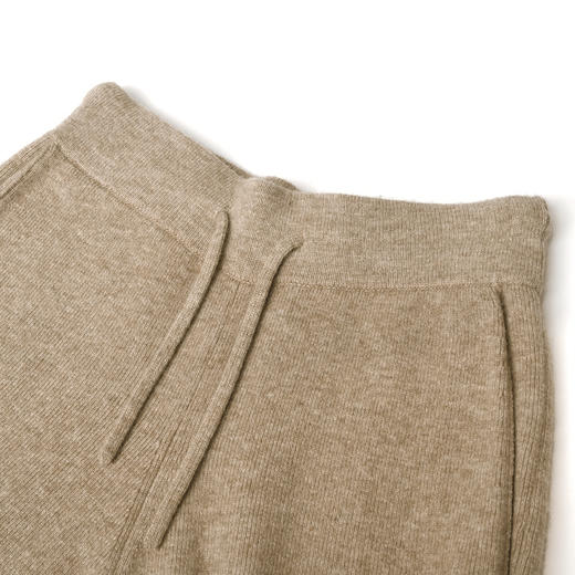 ROMI STUDIO“松弛高知”精纺羊毛高腰抽绳燕麦驼针织长裤23AWM362 商品图1