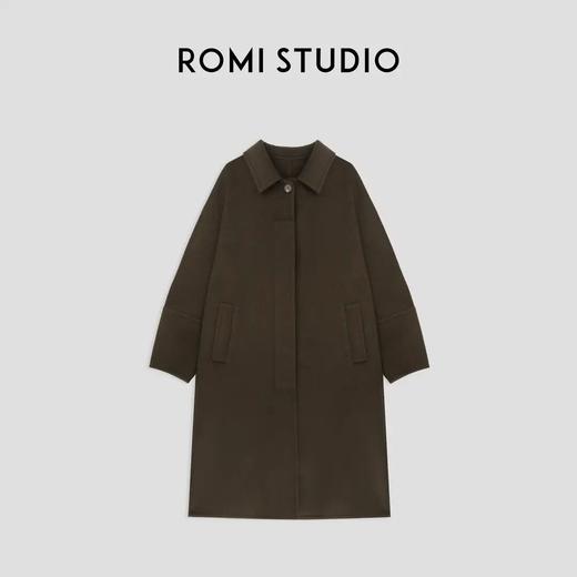 ROMI STUDIO800G牦牛绒廓形翻领驼棕色双面毛呢大衣外套 23AWW794 商品图0