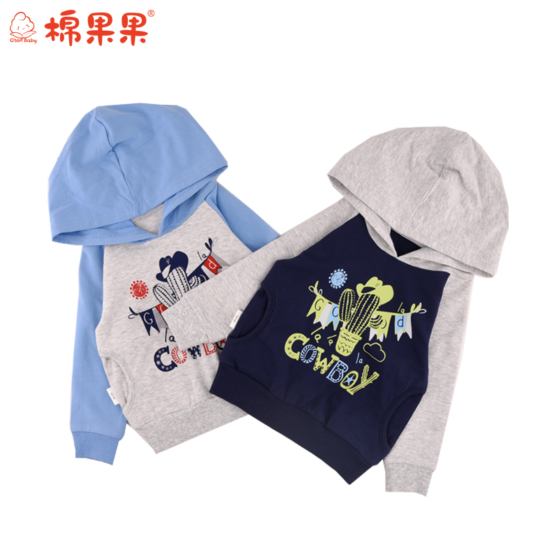 棉果果春秋款男童小毛圈连帽卫衣M112182218079