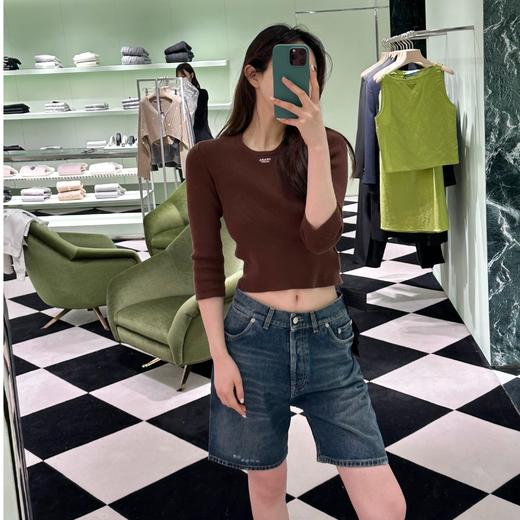 ROMI STUDIO“美拉德” 100%莱赛尔天丝圆领细坑条针织中袖T恤M3801 商品图3