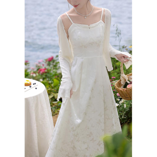 鹿向南 小个子「银蝶花影」新中式印花吊带连衣裙两件套新款气质裙子 商品图2