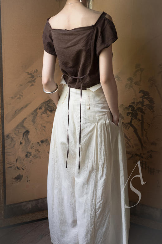 Phaedo  矿白色丝羊毛叠褶阔腿裤 商品图3