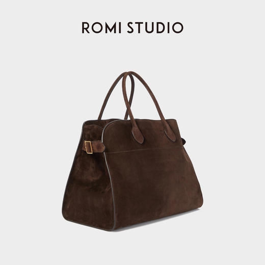 ROMI STUDIO100%羊皮简约百搭手提通勤大容量棕色托特包 23AWS029 商品图1
