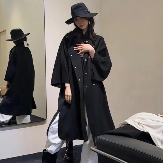 ROMI STUDIO腔调穿搭 羊绒羊毛蚕丝混纺立领双面毛呢大衣23AWW755 商品图1