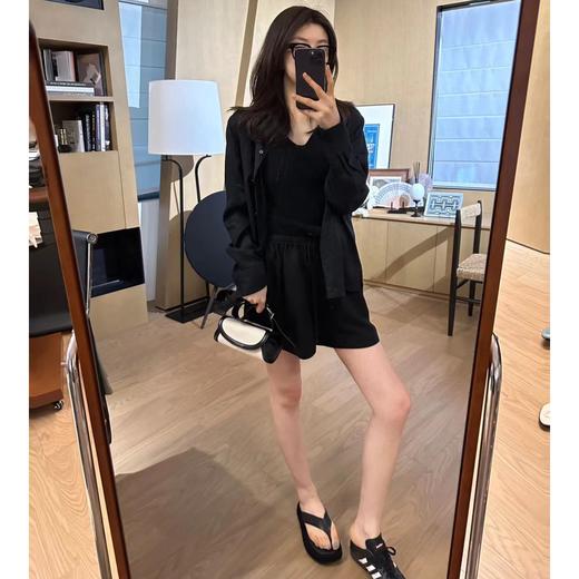 ROMI STUDIO“率性简约”休闲百搭高腰直筒松紧腰抽绳薄款短裤K3820 商品图1