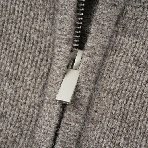 ROMI STUDIO“贵妇老钱”100%羊毛拉链立领燕麦灰针织开衫23AWM1214 商品图1