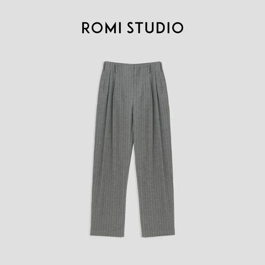 ROMI STUDIO“格雷系列” 休闲精纺羊毛高腰条纹直筒西裤  23AWK768 商品图0