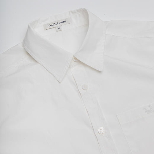 ROMI STUDIO“简约随性”100%棉刺绣短款法式宽松复古白衬衣T3210 商品图2