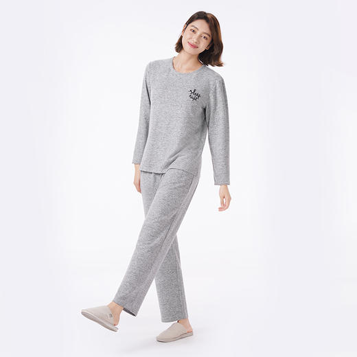 都市丽人睡衣会员精选长袖家居服针织磨毛薄女士套装LHT2L1 商品图2