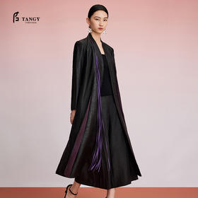 TANGY Collection天意精品2024秋季新品中国风中长款撞色女士风衣外套