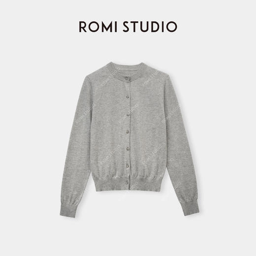 ROMI STUDIO“法式衣橱"16针单边冚毛织混纺透气圆领开衫 24SSM403 商品图4