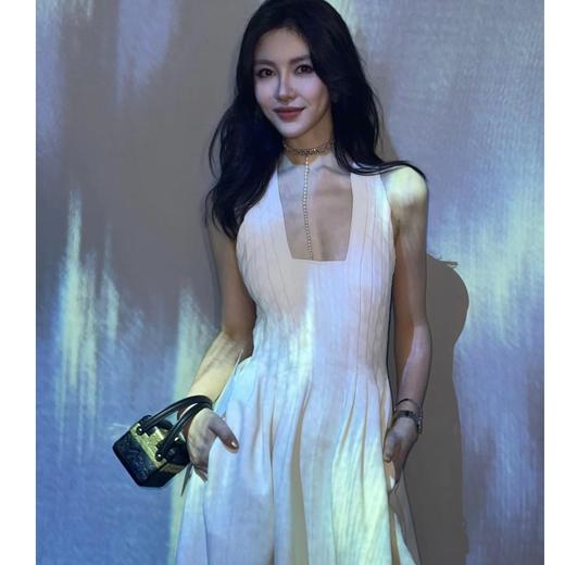 ROMI STUDIO“七夕限定”棕标系列纯手工捏褶收腰小方领连衣裙D4036 商品图3