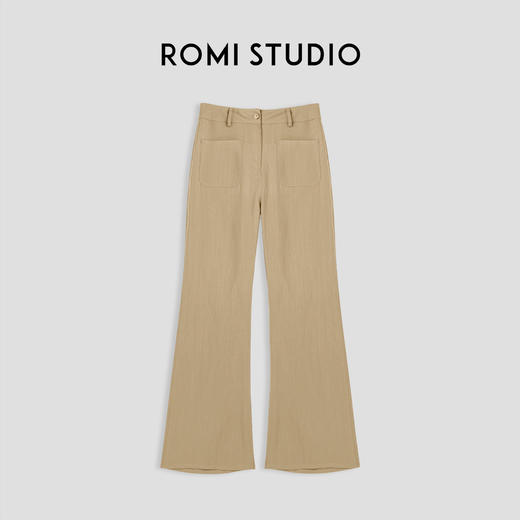 ROMI STUDIO“法式衣橱”醋酸天丝混纺高腰口袋提臀显瘦直筒裤K3434 商品图4