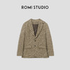 ROMI STUDIO“old money”羊皮拼接人字纹立裁复古西装外套23AWW833 商品缩略图0