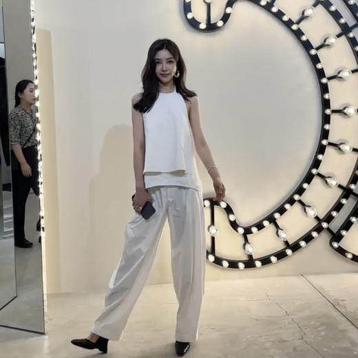 ROMI STUDIO“轻礼服”斜纹轻薄西装料立体剪裁挂脖白色背心D3220 商品图4