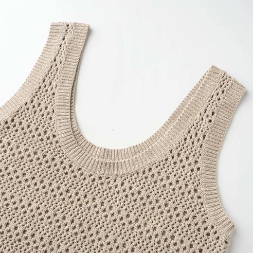 ROMI STUDIO“纵横交织”5s亚麻棉混纺桂花针挑孔针织背心24SSM1008 商品图1