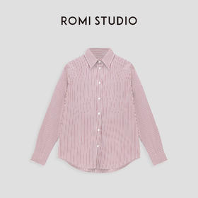 ROMI STUDIO“quiet luxury”100%棉腔调穿搭红白条纹衬衣 23AWT144