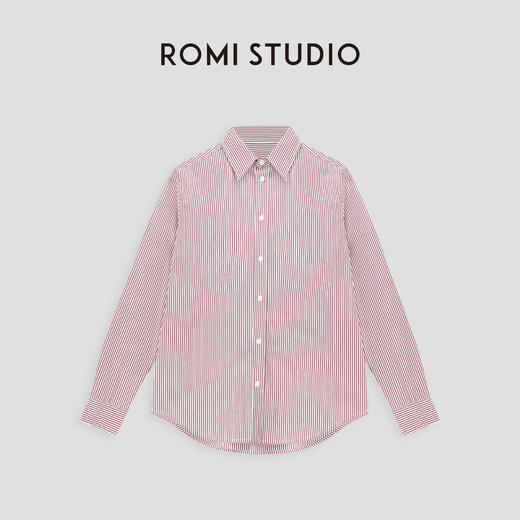 ROMI STUDIO“quiet luxury”100%棉腔调穿搭红白条纹衬衣 23AWT144 商品图0
