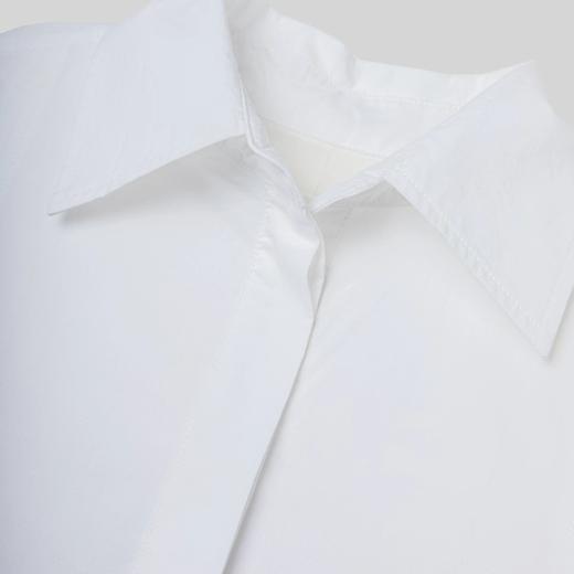 ROMI STUDIO法式翻领 轻奢通勤中袖宽松A字伞裙白色连衣裙D3071 商品图3