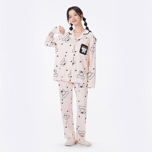 都市丽人睡衣生活家居长袖家居服26支CVC单面薄女士棉质套装LHT1M3 商品图1