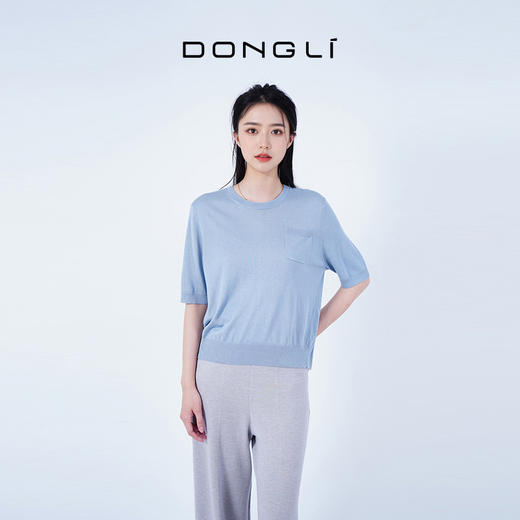 东黎 • 丝绒女士春夏圆领时尚舒适透气半袖 4636 商品图0