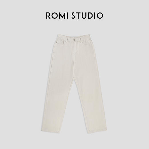 ROMI STUDIO“贵妇裤"100斜纹棉腔调穿搭直筒米杏色牛仔裤23AWN286 商品图0