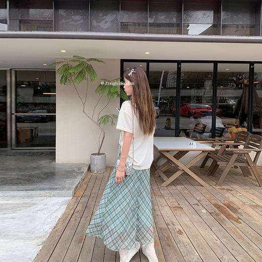 <曾小咸推荐>绿色格子半身长裙 商品图12