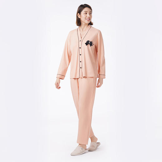 都市丽人睡衣好睡好眠长袖家居服RC50/50双面薄女士棉质套装LHT1M5 商品图2