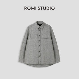ROMI STUDIO“随性优雅”简约百搭燕麦灰翻领休闲衬衣外套 23AWT187