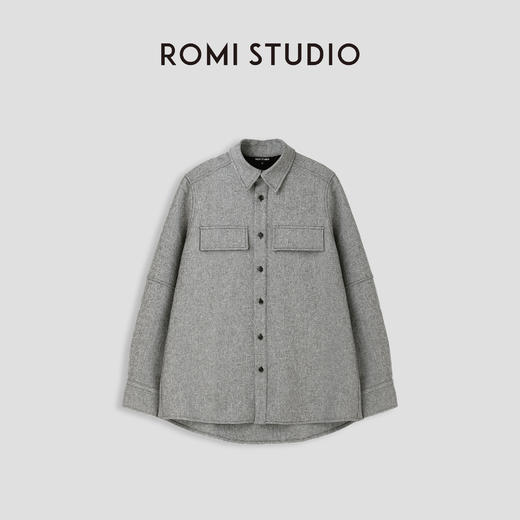 ROMI STUDIO“随性优雅”简约百搭燕麦灰翻领休闲衬衣外套 23AWT187 商品图0