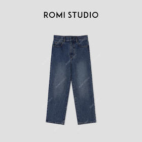 ROMI STUDIO “美式复古” 100%牛仔棉洗水做旧九分牛仔裤 421N6090
