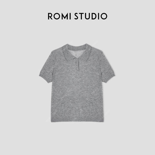 ROMI STUDIO“格雷高知”100%超细支水溶羊毛软糯Polo领T恤421T6102 商品图0
