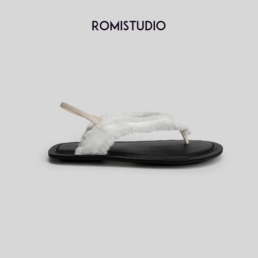ROMI STUDIO"清凉仲夏"复古休闲平底人字夹趾白色罗马凉鞋S8042 商品图2