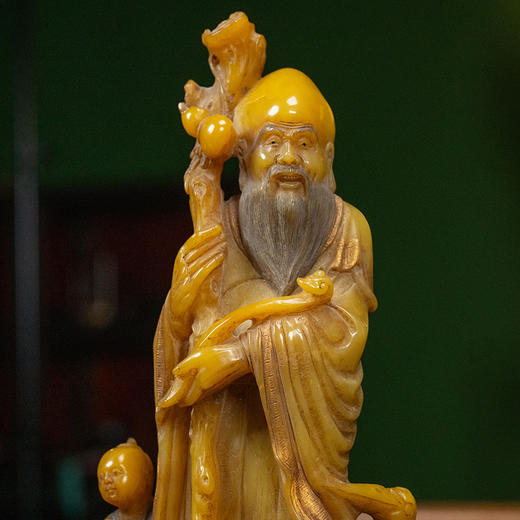 清 寿山石雕童子献寿摆件 商品图2