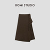 ROMI STUDIO“法式优雅"100%亚麻绑带不对称围裹式乌木色半裙Q4016 商品缩略图0