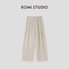ROMI STUDIO “中式美学” 亚麻混纺微皱肌理感直筒休闲裤24SSK598 商品缩略图0