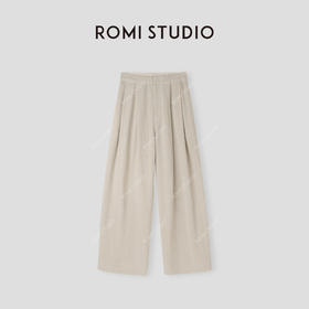 ROMI STUDIO “中式美学” 亚麻混纺微皱肌理感直筒休闲裤24SSK598