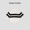 ROMI STUDIO【高品质】简约百搭 条纹镂空拼色针织短袖 M3466 商品缩略图0