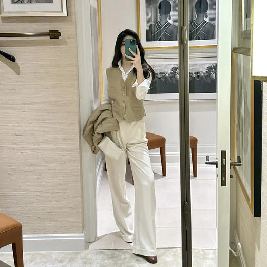 ROMI STUDIO“棕标系列”腔调穿搭高密纹醋酸高腰直筒西裤K4006 商品图2