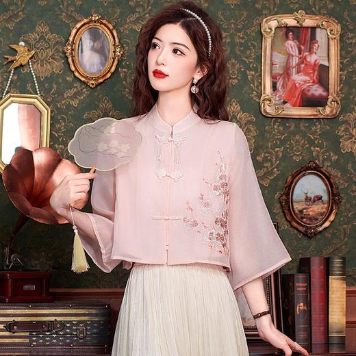 新中式国风，绣花衬衫长袖上衣KQL-624T1314 商品图1